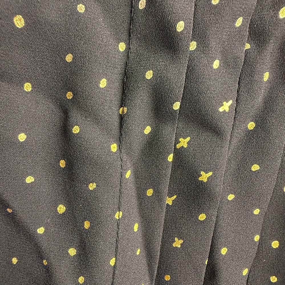 Ava & Viv Womens 1X Black Gold Foil Polka Dot Long Sleeve Blouse Keyhole Back - Picture 9 of 9